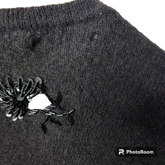 ViVien Forest Vintage Lambswool Angora Blend Beaded Sequin Cardigan Size Small - Picture 13 of 13